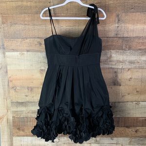 BCBGMAXAZRIA Black One Shoulder Tie Dress Size 10